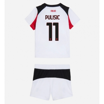 Billige Fotballdrakt AC Milan Christian Pulisic #11 Replika Bortedraktsett Barn 2025-26 Kortermet (med bukser)